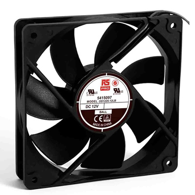 RS PRO Axial Fan, 12 V dc, DC Operation, 122.3m³/h, 3W, 240mA Max, 120 x 120 x 25mm