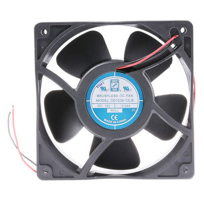 RS PRO Axial Fan, 12 V dc, DC Operation, 124m³/h, 3W, 240mA Max, 120 x 120 x 38mm