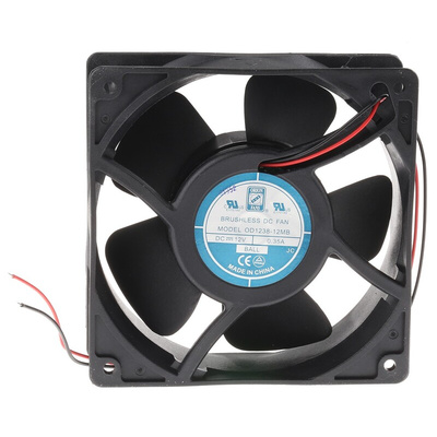 RS PRO Axial Fan, 12 V dc, DC Operation, 161.4m³/h, 4W, 350mA Max, 120 x 120 x 38mm
