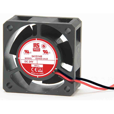RS PRO Axial Fan, 24 V dc, DC Operation, 11.9m³/h, 1.4W, 60mA Max, 40 x 40 x 20mm