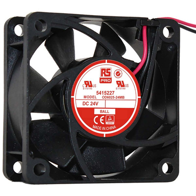 RS PRO Axial Fan, 24 V dc, DC Operation, 30.6m³/h, 1.9W, 90mA Max, 60 x 60 x 25mm