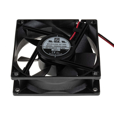 RS PRO Axial Fan, 24 V dc, DC Operation, 52.7m³/h, 1.67W, 60mA Max, 80 x 80 x 25mm