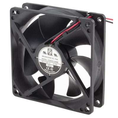 RS PRO Axial Fan, 24 V dc, DC Operation, 74.8m³/h, 2.9W, 90mA Max, 92.5 x 92.5 x 25mm