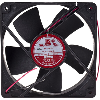 RS PRO Axial Fan, 24 V dc, DC Operation, 203.9m³/h, 6W, 280mA Max, 120 x 120 x 32mm