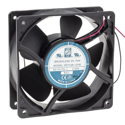 RS PRO Axial Fan, 12 V dc, DC Operation, 178.4m³/h, 6W, 500mA Max, 120 x 120 x 38mm