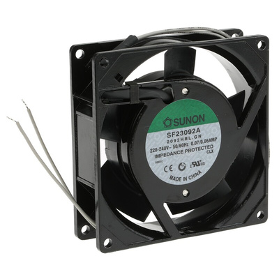 Sunon SF Series Axial Fan, 230 V ac, AC Operation, 51m³/h, 14.5W, 70mA Max, 92 x 92 x 25mm