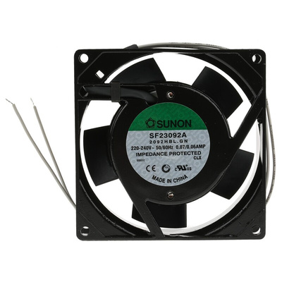 Sunon SF Series Axial Fan, 230 V ac, AC Operation, 51m³/h, 14.5W, 70mA Max, 92 x 92 x 25mm