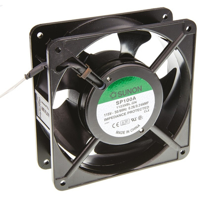 Sunon SP Series Axial Fan, 115 V ac, AC Operation, 199m³/h, 20W, 240mA Max, 120 x 120 x 38mm