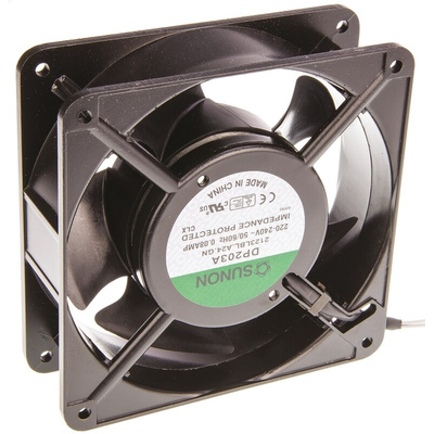 Sunon DP Series Axial Fan, 230 V ac, AC Operation, 122.4m³/h, 10W, 60mA Max, 120 x 120 x 38mm