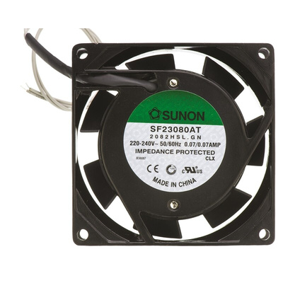 Sunon SF Series Axial Fan, 230 V ac, AC Operation, 28.9m³/h, 13.5W, 70mA Max, 80 x 80 x 25mm