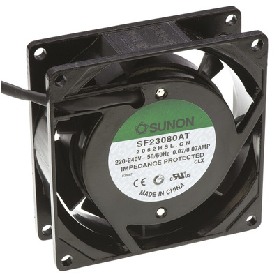 Sunon SF Series Axial Fan, 230 V ac, AC Operation, 28.9m³/h, 13.5W, 70mA Max, 80 x 80 x 25mm