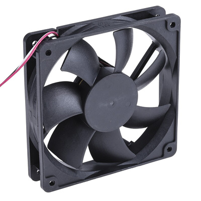 RS PRO Axial Fan, 12 V dc, DC Operation, 151.2m³/h, 5W, 370mA Max, 120 x 120 x 25mm