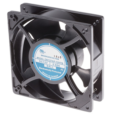 RS PRO Axial Fan, 12 V dc, DC Operation, 237.9m³/h, 11.88W, 880mA Max, 127 x 127 x 38mm