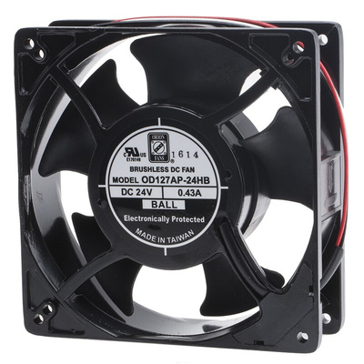 RS PRO Axial Fan, 24 V dc, DC Operation, 237.9m³/h, 10.6W, 430mA Max, 127 x 127 x 38mm