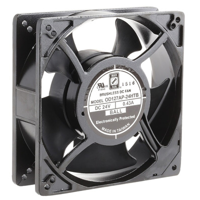 RS PRO Axial Fan, 24 V dc, DC Operation, 237.9m³/h, 5.52W, 430mA Max, 127 x 127 x 38mm
