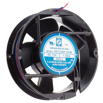 RS PRO Axial Fan, 12 V dc, DC Operation, 390.8m³/h, 22.8W, 1.9A Max, 172 x 150mm