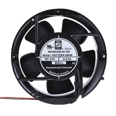 RS PRO Axial Fan, 24 V dc, DC Operation, 399.3m³/h, 23W, 970mA Max, 172 x 51mm