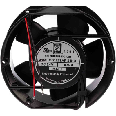 RS PRO Axial Fan, 24 V dc, DC Operation, 399.3m³/h, 23.28W, 970mA Max, 172 x 150mm