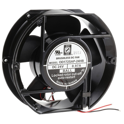 RS PRO Axial Fan, 24 V dc, DC Operation, 399.3m³/h, 23.3W, 970mA Max, 172 x 150mm