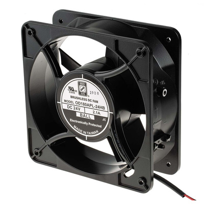 RS PRO Axial Fan, 24 V dc, DC Operation, 798.5m³/h, 24W, 2.1A Max, 180 x 180 x 65mm