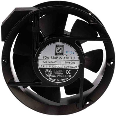 RS PRO Axial Fan, 230 V ac, AC Operation, 399.3m³/h, 35W, 220mA Max, 172 x 51mm