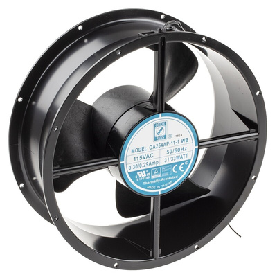 RS PRO Axial Fan, 115 V ac, AC Operation, 929.3m³/h, 33W, 290mA Max, 254 x 88.9mm
