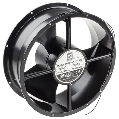 RS PRO Axial Fan, 230 V ac, AC Operation, 929.3m³/h, 33W, 290mA Max, 254 x 88.9mm