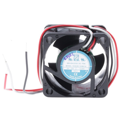RS PRO Axial Fan, 12 V dc, DC Operation, 20.4m³/h, 2.64W, 200mA Max, 40 x 40 x 28mm