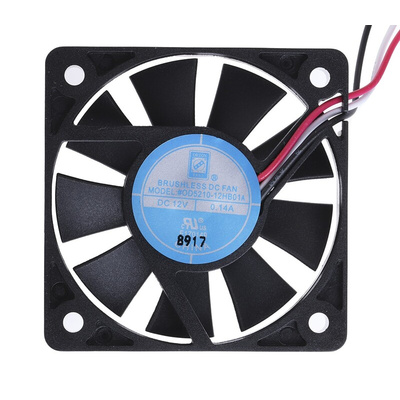 RS PRO Axial Fan, 12 V dc, DC Operation, 20.4m³/h, 1.68W, 140mA Max, 52 x 52 x 10mm
