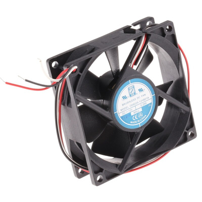 RS PRO Axial Fan, 12 V dc, DC Operation, 68m³/h, 2.9W, 180mA Max, 80 x 80 x 25mm