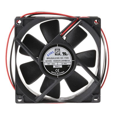 RS PRO Axial Fan, 24 V dc, DC Operation, 68m³/h, 2.41W, 100mA Max, 80 x 80 x 25mm