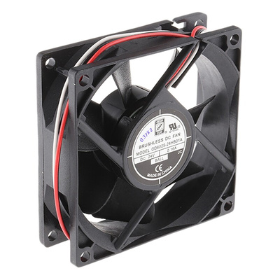 RS PRO Axial Fan, 24 V dc, DC Operation, 68m³/h, 2.41W, 100mA Max, 80 x 80 x 25mm