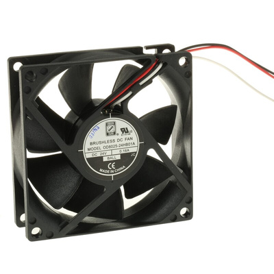 RS PRO Axial Fan, 24 V dc, DC Operation, 68m³/h, 2.41W, 100mA Max, 80 x 80 x 25mm