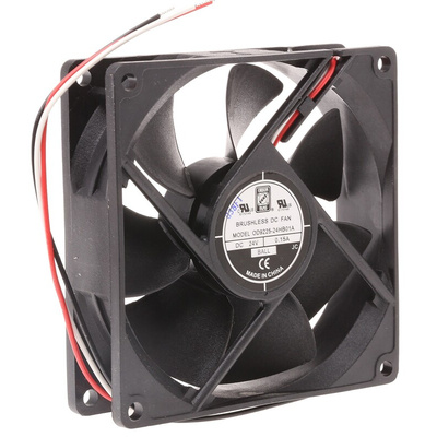 RS PRO Axial Fan, 24 V dc, DC Operation, 90m³/h, 3.6W, 140mA Max, 92.5 x 92.5 x 25mm