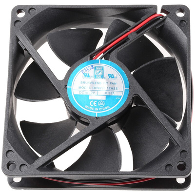 RS PRO Axial Fan, 12 V dc, DC Operation, 88.3m³/h, 2.9W, 250mA Max, 92.5 x 92.5 x 25mm