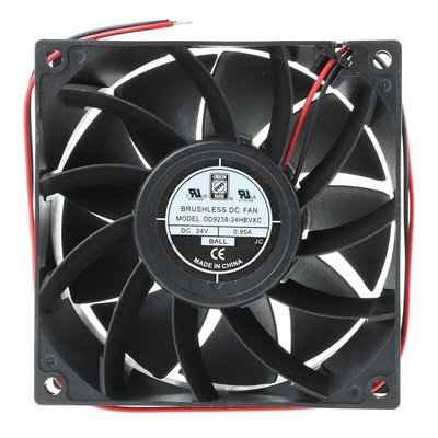 RS PRO Axial Fan, 24 V dc, DC Operation, 229.4m³/h, 16W, 700mA Max, 92 x 92 x 38mm