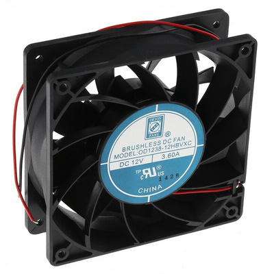 RS PRO Axial Fan, 12 V dc, DC Operation, 383.9m³/h, 43.2W, 3.6A Max, 120 x 120 x 38mm
