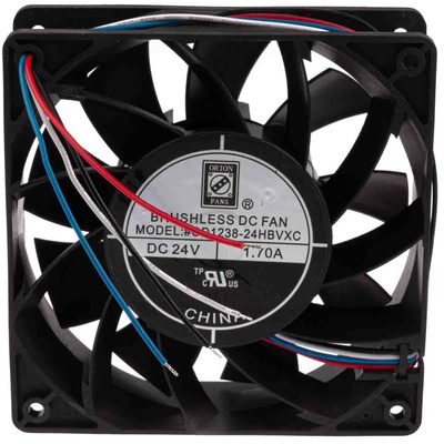 RS PRO Axial Fan, 24 V dc, DC Operation, 383.9m³/h, 40.8W, 1.7A Max, 120 x 120 x 38mm