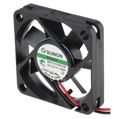 Sunon MB Series Axial Fan, 12 V dc, DC Operation, 15.6m³/h, 1.26W, 105mA Max, 45 x 45 x 10mm