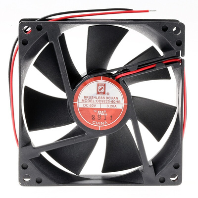 RS PRO Axial Fan, 60 V dc, DC Operation, 117.2m³/h, 12W, 200mA Max, 92 x 92 x 25mm