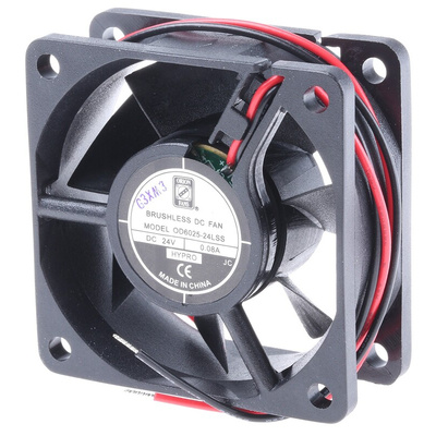 RS PRO Axial Fan, 24 V dc, DC Operation, 22.1m³/h, 1W, 60mA Max, 60 x 60 x 25mm