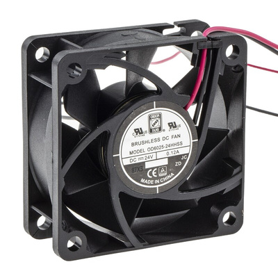 RS PRO Axial Fan, 24 V dc, DC Operation, 28cfm, 3.9W, 160mA Max, 60 x 60 x 25mm