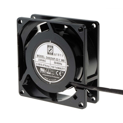 RS PRO Axial Fan, 230 V ac, AC Operation, 25cfm, 9W, 80 x 80 x 26mm