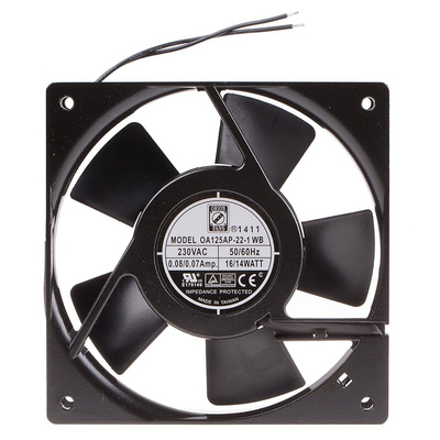 RS PRO Axial Fan, 230 V ac, AC Operation, 127.4m³/h, 14W, 120 x 120 x 25mm
