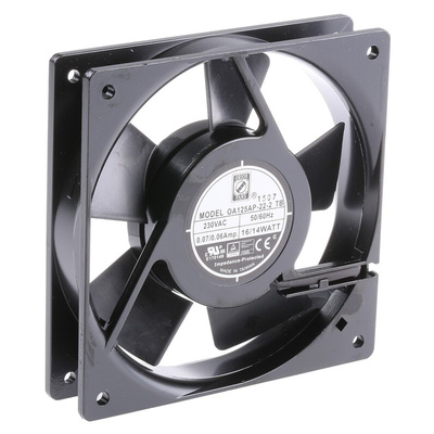 RS PRO Axial Fan, 230 V ac, AC Operation, 102m³/h, 14W, 120 x 120 x 25mm