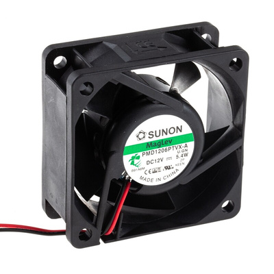 Sunon PMD Series Axial Fan, 12 V dc, DC Operation, 68m³/h, 5.4W, 446mA Max, 60 x 60 x 25mm