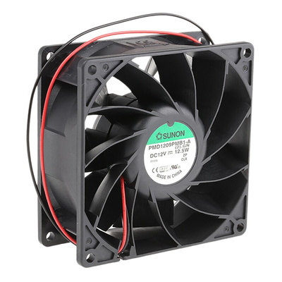 Sunon PMD Series Axial Fan, 12 V dc, DC Operation, 204.3m³/h, 12.5W, 1.04A Max, 92 x 92 x 38mm