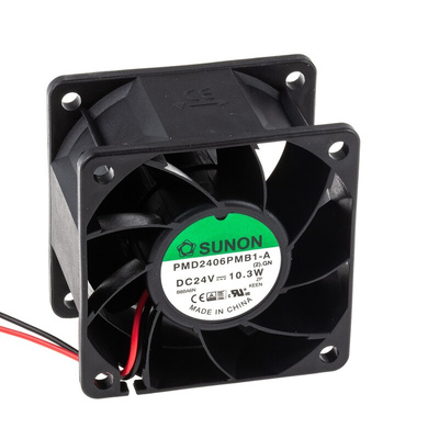 Sunon PMD Series Axial Fan, 24 V dc, DC Operation, 96m³/h, 10.3W, 430mA Max, 60 x 60 x 38mm