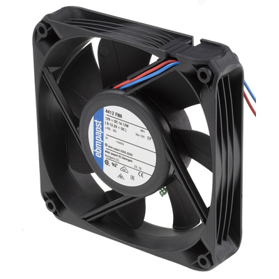 ebm-papst 4400 FN Series Axial Fan, 12 V dc, DC Operation, 225m³/h, 12W, 1A Max, 119 x 119 x 25mm