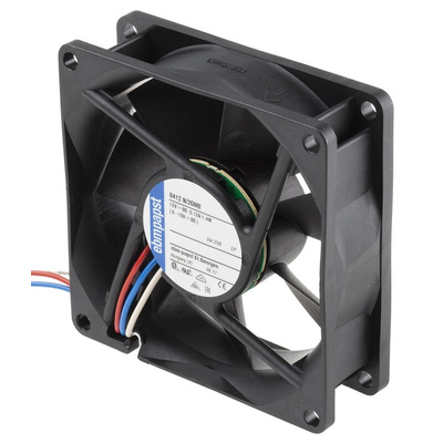 ebm-papst 8400 N Series Axial Fan, 12 V dc, DC Operation, 58m³/h, 1.4W, 80 x 80 x 25mm